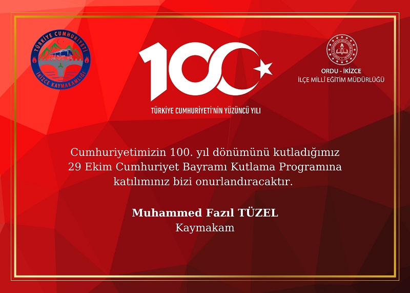29 Ekim Cumhuriyet Bayramı 100. Yılı Kutlama Programı